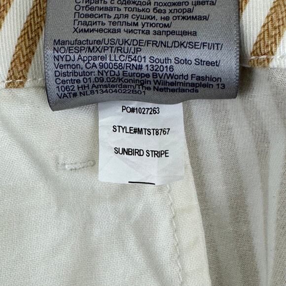 NYDJ Pants Women's 12 Cotton Blend Straight Leg Classic Tan Stripe - Picture 8 of 13